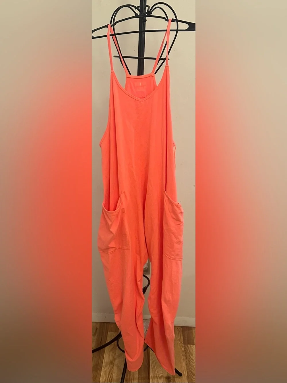 Free People Neon Coral Jumpsuit Size Large